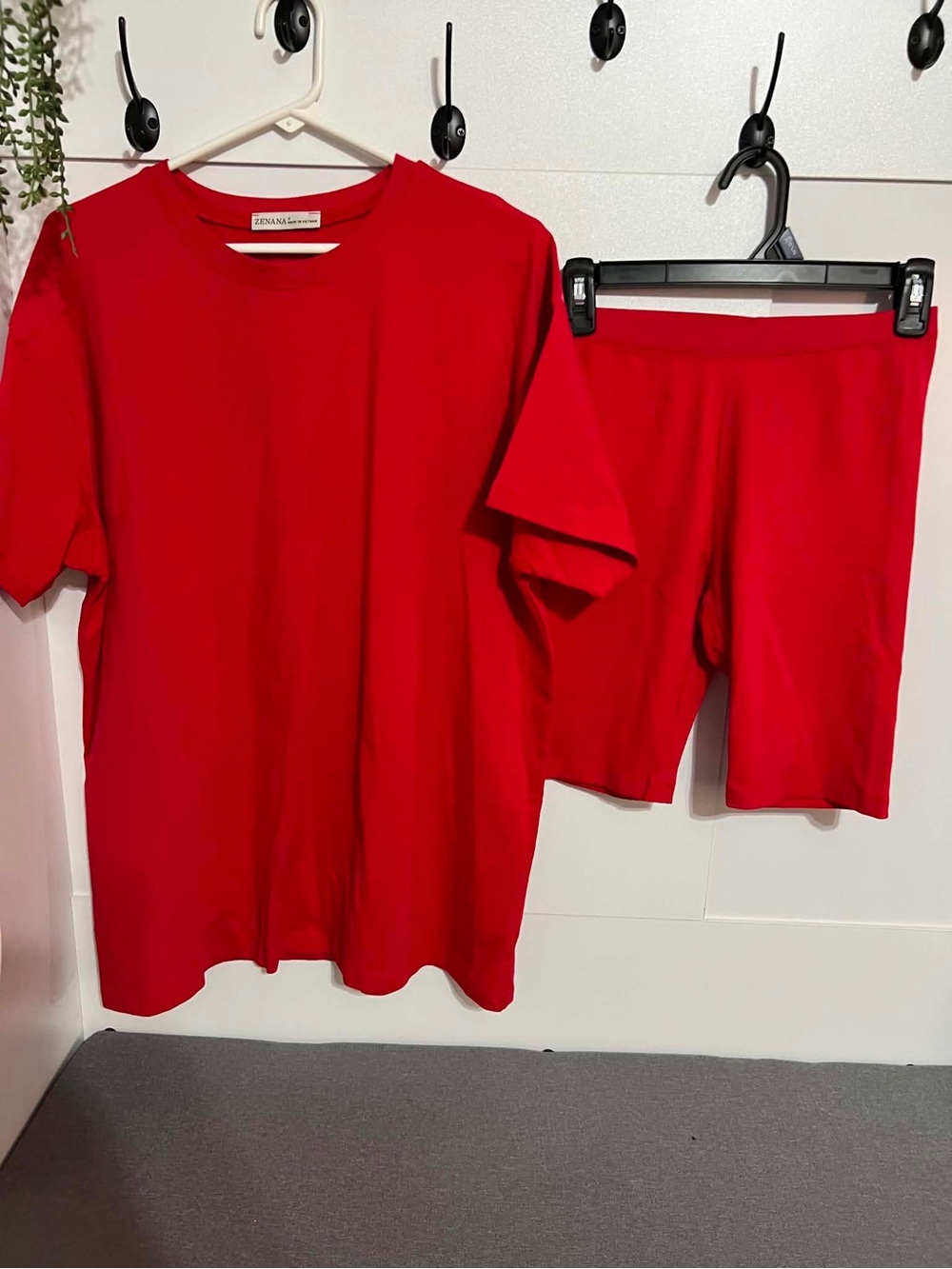 Zenana Outfitters Red Tee and Biker Short Set